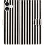 Husă tip carte cu dungi pentru iPhone 17 - alb-negru