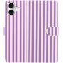 Husă tip carte cu dungi pentru iPhone 17 - violet-roz