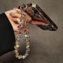 Curea din cristal cu mărgele pentru prindere pe husă pentru iPhone - galbenă