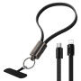 ESSAGER ES-X84 2 în 1 Cablu împletit de încărcare și date și curelușă - USB-C la Lightning - 30 cm - negru