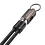 ESSAGER ES-X84 2 în 1 Cablu împletit de încărcare și date și curelușă - USB-C la Lightning - 30 cm - negru