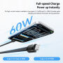 ESSAGER ES-X84 Cablu 2în1 împletit de încărcare și date și curea - USB-C la USB-C - 30 cm - negru