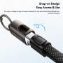 ESSAGER ES-X84 Cablu 2în1 împletit de încărcare și date și curea - USB-C la USB-C - 30 cm - negru