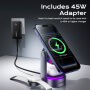 ESSAGER T50 Qi2 3 în 1 magnetic Wireless Suport cu iluminare de fundal pentru iPhone / Apple Watch / AirPods - 25W - gri