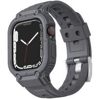 Carcasă rezistentă Armor cu curea pentru Apple Watch 41mm / 40mm / 38mm - gri