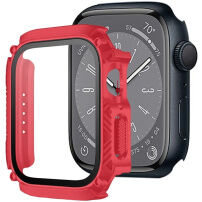 Carcasă rezistentă Armor cu sticlă securizată pentru Apple Watch 41 mm - roșu