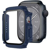 Carcasă rezistentă Armor cu sticlă securizată pentru Apple Watch 41 mm - albastru închis