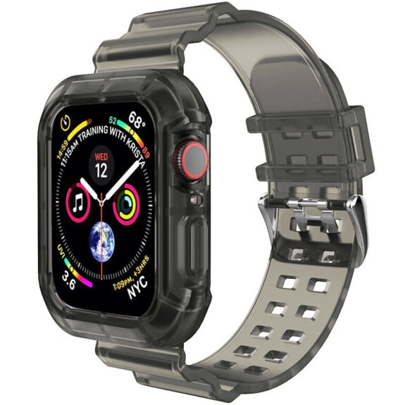 Carcasă rezistentă cu curea transparentă pentru Apple Watch 41mm / 40mm / 38mm - gri