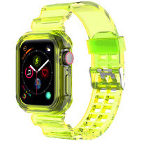 Carcasa rezistenta cu curea transparenta pentru Apple Ceas 46mm - galben neon