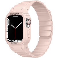 Carcasă rezistentă din silicon cu curea magnetică pentru Apple Watch 41mm / 40mm - roz