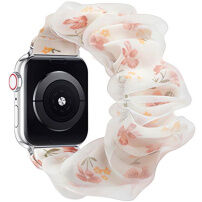 xDfind Curea în stil elastic cu model floral pentru Apple Watch 42mm / 41mm / 40mm / 38mm - alb-roz