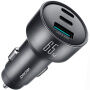 JOYROOM CCN19 încărcător auto cu porturi 2x USB-C / USB-A - 65W - gri închis
