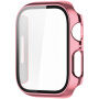 Carcasă de protecție metalică cu sticlă securizată pentru Apple Watch 45 mm - roz-auriu