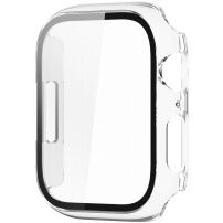 Carcasă de protecție metalică cu sticlă securizată pentru Apple Watch 45 mm - transparent