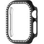 Husă tip carte metalică decorată cu pietre pentru Apple Watch 41mm - neagră