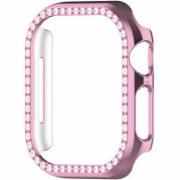 Husă tip carte metalică încrustată cu pietre pentru Apple Watch 41mm - roz