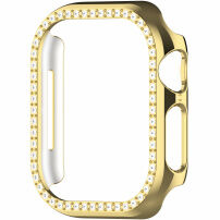 Husă tip carte metalică încrustată cu pietre pentru Apple Watch 41mm - aurie