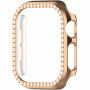 Husă tip carte metalică încrustată cu pietre pentru Apple Watch 42mm (Series 10 / 11) - aur roz