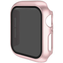 Husă tip carte metalizată cu sticlă securizată Anti-Spy pentru Apple Watch 44mm - roz