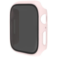 Husă tip carte mată cu sticlă securizată Anti-Spy pentru Apple Watch 45mm - roz deschis