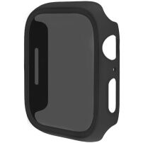 Husă tip carte mată cu sticlă securizată Anti-Spy pentru Apple Watch 45mm - neagră