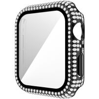 Carcasă acoperită cu pietre sticlă securizată pentru Apple Watch 38mm - negru