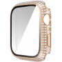 Carcasă acoperită cu pietre sticlă securizată pentru Apple Watch 45 mm - roz-auriu