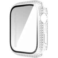 Carcasă acoperită cu pietre sticlă securizată pentru Apple Watch 45 mm - argintiu