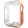 Husă tip carte metalică din plastic moale cu protecție pentru ecran pentru Apple Watch 44mm - roz-auriu