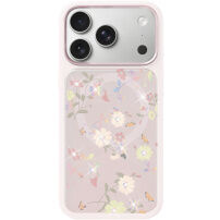 MUTURAL Flora Story husă cu model floral și MagSafe pentru iPhone 17 Pro Max - roz