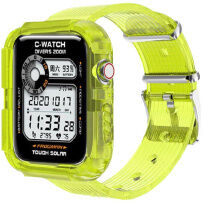 Carcasă cu curea transparentă pentru Apple Watch 45mm / 44mm / 42mm - galben neon