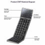 Yesido KB49 tastatură pliabilă Wireless Bluetooth cu touchpad și Suport - gri închis