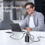 USAMS CC296 GaN set adaptor cu porturi USB-C / USB-A și cablu USB-C retractabil - 30W - alb