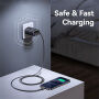 USAMS CC296 GaN set adaptor cu porturi USB-C / USB-A și cablu USB-C retractabil - 30W - alb