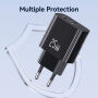USAMS CC315 GaN reducție pentru încărcare rapidă cu porturi USB-C / USB-A - 25W - negru