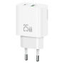 USAMS CC315 GaN reducție pentru încărcare rapidă cu porturi USB-C / USB-A - 25W - albă