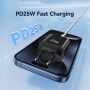 USAMS CC315 GaN reducție pentru încărcare rapidă cu porturi USB-C / USB-A - 25W - albă