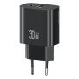 USAMS CC316 GaN reducție pentru încărcare rapidă cu porturi USB-C / USB-A - 30W - negru