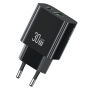 USAMS CC316 GaN reducție pentru încărcare rapidă cu porturi USB-C / USB-A - 30W - negru