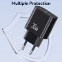 USAMS CC316 GaN reducție pentru încărcare rapidă cu porturi USB-C / USB-A - 30W - alb