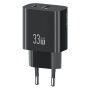 USAMS CC317 GaN Reducție pentru încărcare rapidă cu porturi USB-C / USB-A - 33W - negru