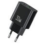 USAMS CC317 GaN Reducție pentru încărcare rapidă cu porturi USB-C / USB-A - 33W - negru