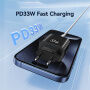 USAMS CC317 GaN Reducție pentru încărcare rapidă cu porturi USB-C / USB-A - 33W - negru
