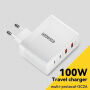 ESSAGER ES-CD37 reducție pentru încărcare rapidă cu porturi 2x USB-C / 2x USB-A - 100W - alb