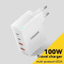 ESSAGER ES-CD37 reducție pentru încărcare rapidă cu porturi 2x USB-C / 2x USB-A - 100W - alb
