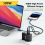 ESSAGER ES-CD37 reducție pentru încărcare rapidă cu porturi 2x USB-C / 2x USB-A - 100W - alb