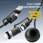 ESSAGER 3-în-1 cablu universal împletit de încărcare și date - USB-C / USB-A la puck magnetic / USB-C / Lightning - 2 m - negru