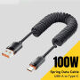 ESSAGER cablu spiralat împletit de încărcare și date - USB-A la USB-C - 1,8 m - negru