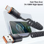 ESSAGER cablu spiralat împletit de încărcare și date - USB-A la USB-C - 1,8 m - negru