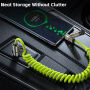 WEKOME WDC-80 2în1 cablu spiralat de încărcare și date - USB-C / USB-A la USB-C / Lightning - 1,8 m - verde neon